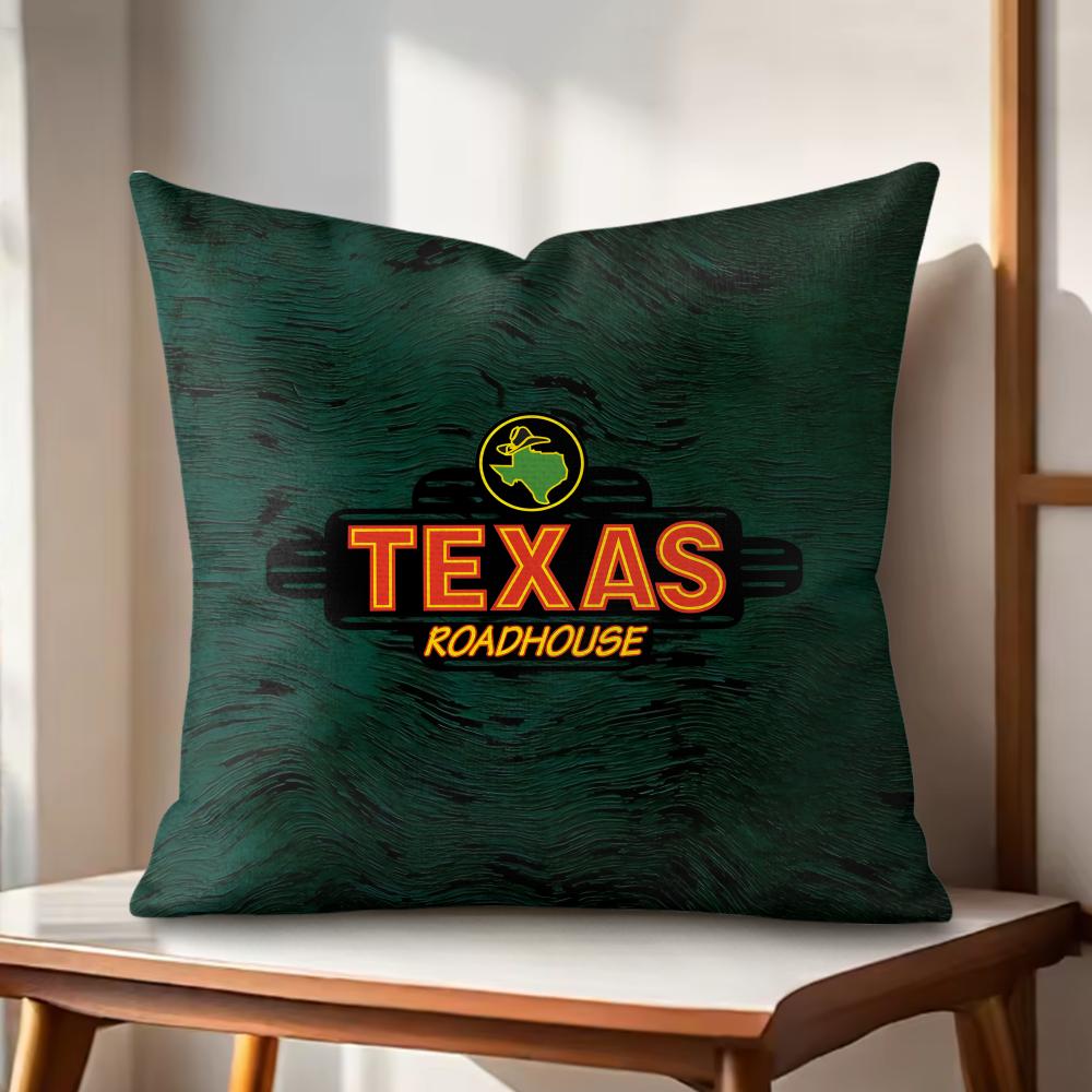T-Texas Roadhouse Cushion Cover Natural Linen Organic Fabric Double-Sided Printing Couch Pillow Covers Home Decor