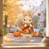 Cute Animal Stickers for Kids Thanksgiving Fall Wall Stickers, Cartoon Rabbit Squirrel Pumpkin Maple Leaf Decals Autumn Bathroom Bedroom Toilet,