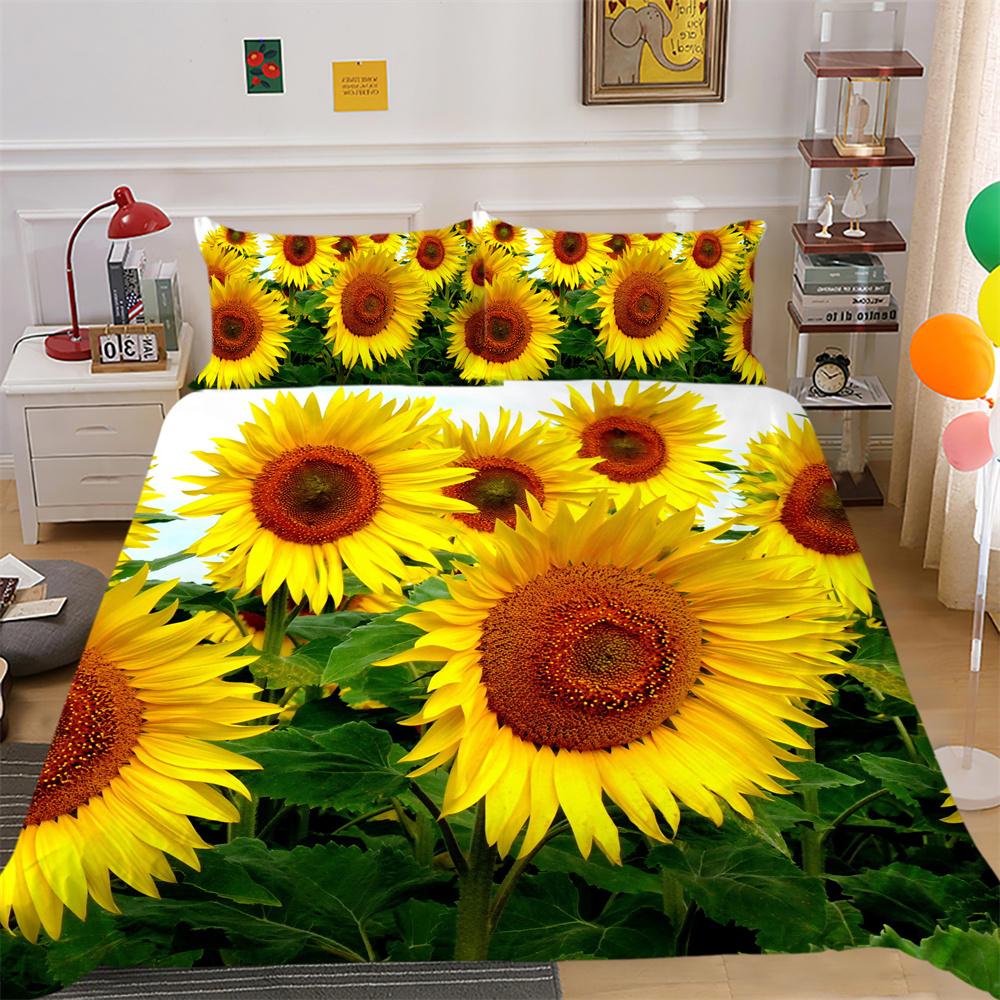 Juego de funda nórdica con estampado de flores en 3D, ropa de cama, colchas de poliéster de tamaño doble, ropa de cama para el hogar a la moda