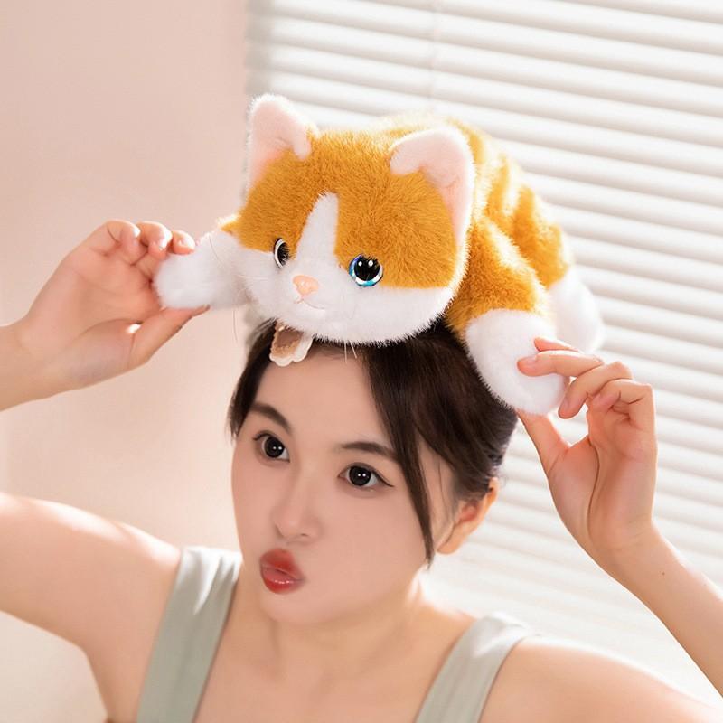 Cute Lying Cat Plush Toy Stuffed Animal, Kawaii Kitty Doll for Girls, Soft Comforting Companion for Anxiety Relief and Sleep Aid