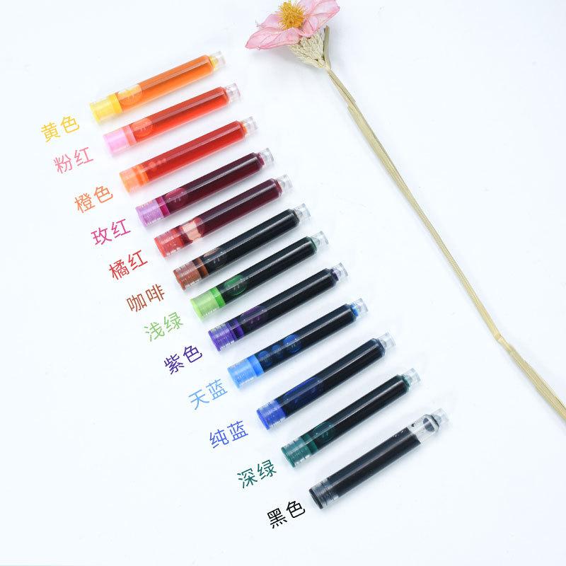 12PCS/Set Colourful Ink Sac Fountain Pen Ink Cartridges Refills Ink 3.4mm Blue Black Refills Drawing School Office Supplies