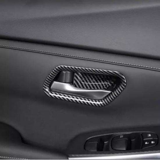 For Nissan Sentra -2024 Carbon Fiber Inner Door Handle Bowl Cover Trim 4pcs