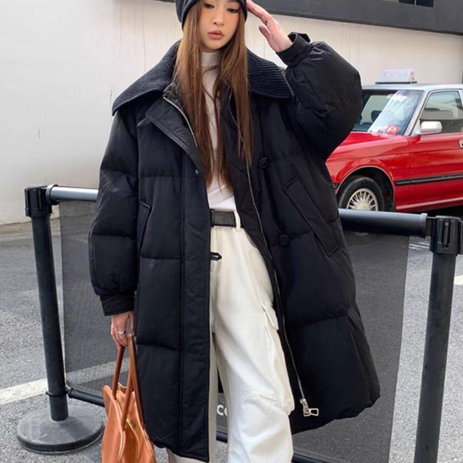 2025 new thickened cotton-padded clothes women's medium and long over-the-knee winter down cotton-padded jackets loose coats