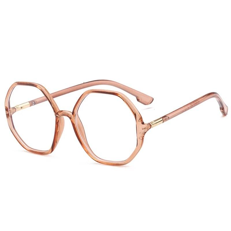 new polygonal Plain glasses anti blue light eyeglass frame retro personality large fashion eyeglasses for women men
