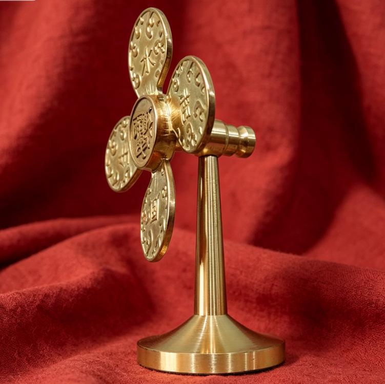 Brass Wind-Powered Wealth-Attracting Windmill: Luck and Fortune Gift Ornament
