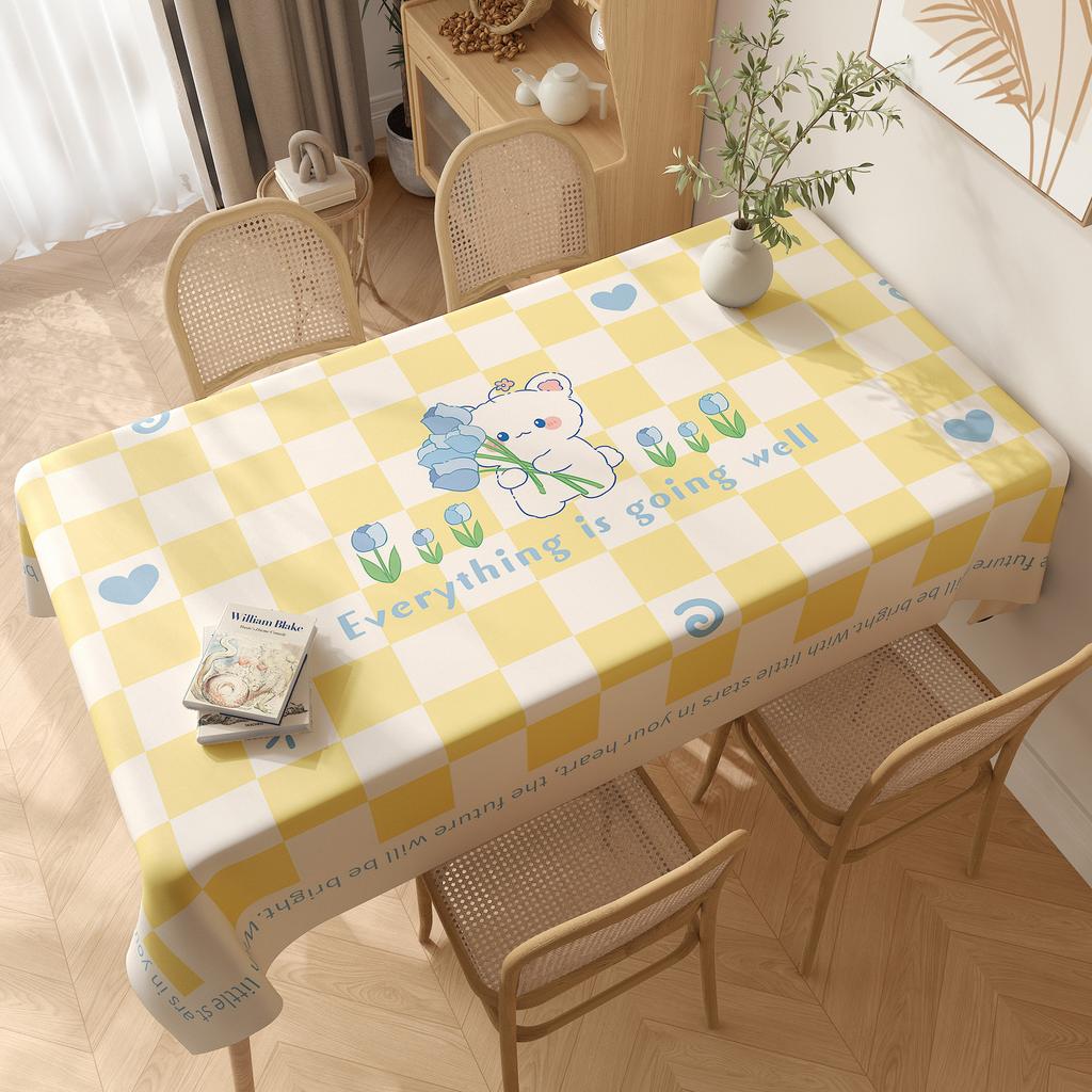 Masa Örtüsü Su Geçirmez ve Yağ Geçirmez Kalıcı PVC Yemek Masası Masa Örtüsü Küçük Taze Çizgi Film Masa Örtüsü Dikdörtgen Sehpa Masa Örtüsü