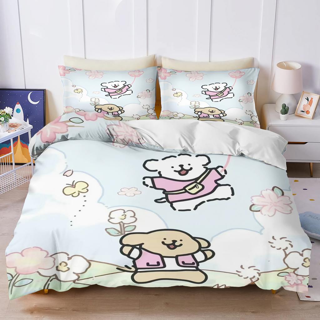 Cute Cartoon Printed Quilt Cover For Children, Soft Customizable Bedding, Home Bedroom Comforter, Line Puppy