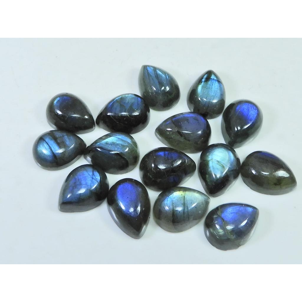 10X13MM Natural Labradorite Blue Fire Pear Cabochon Loose Gemstone 15Pcs Lot C-1111