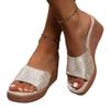 Square head printed thick-soled muffin, foreign trade one-pedal Roman shoes for women's summer new large-size outer wear cool slippers