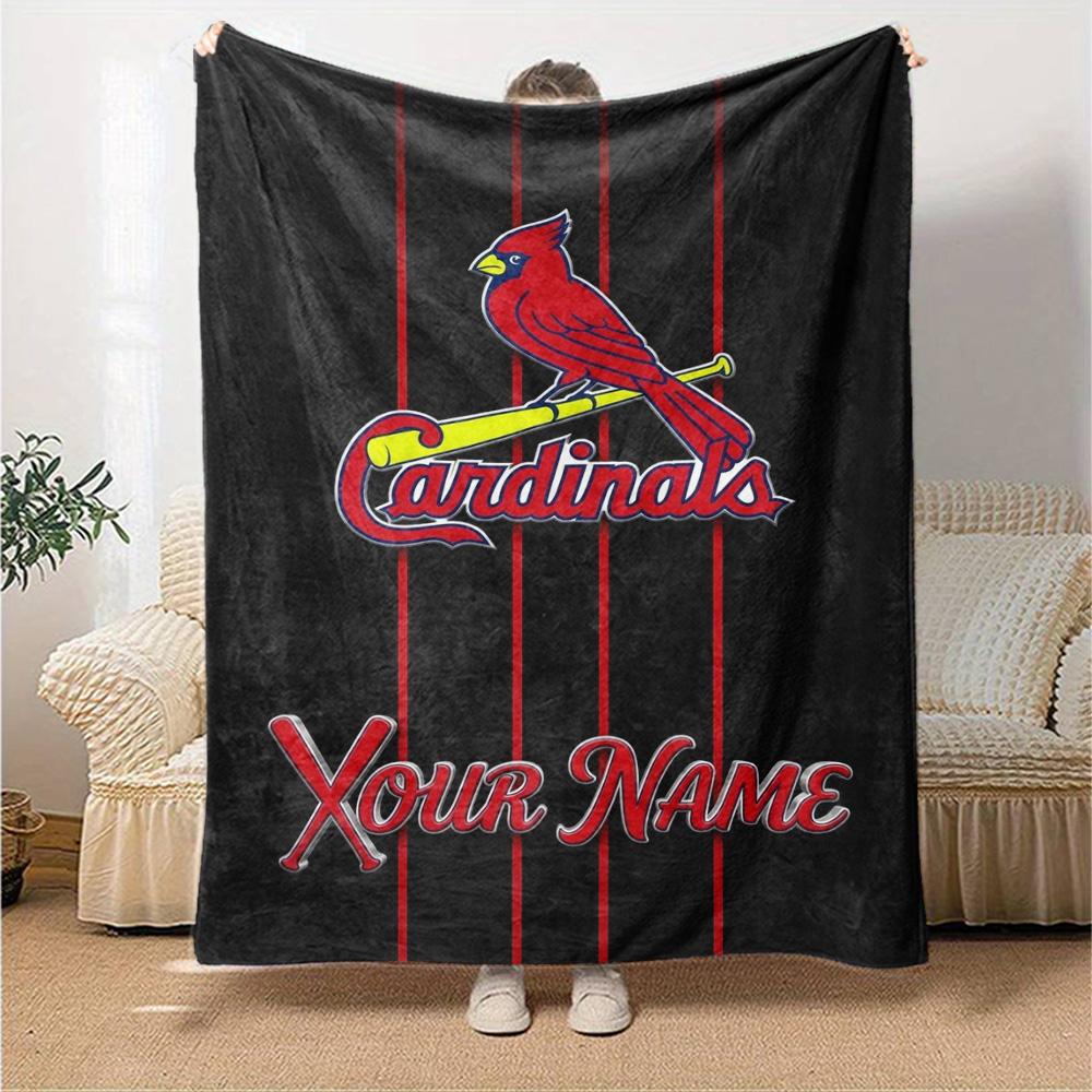 Name Custom St. Louis Cardinals Print Flannel Blanket High Quality Warm Comfortable Cover for All Seasons Perfect for Gifts Home Decor