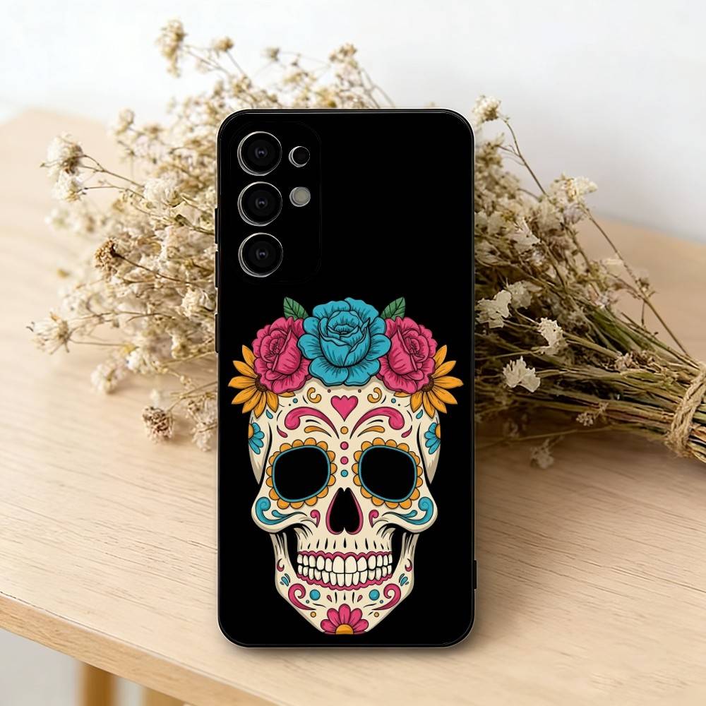 M-Mexican Catrina S-Skull  Phone Case For Samsung S25,S24,S21,S22,S23,S30,Ultra,S20,Plus,Fe,Soft Silicone Black Cover