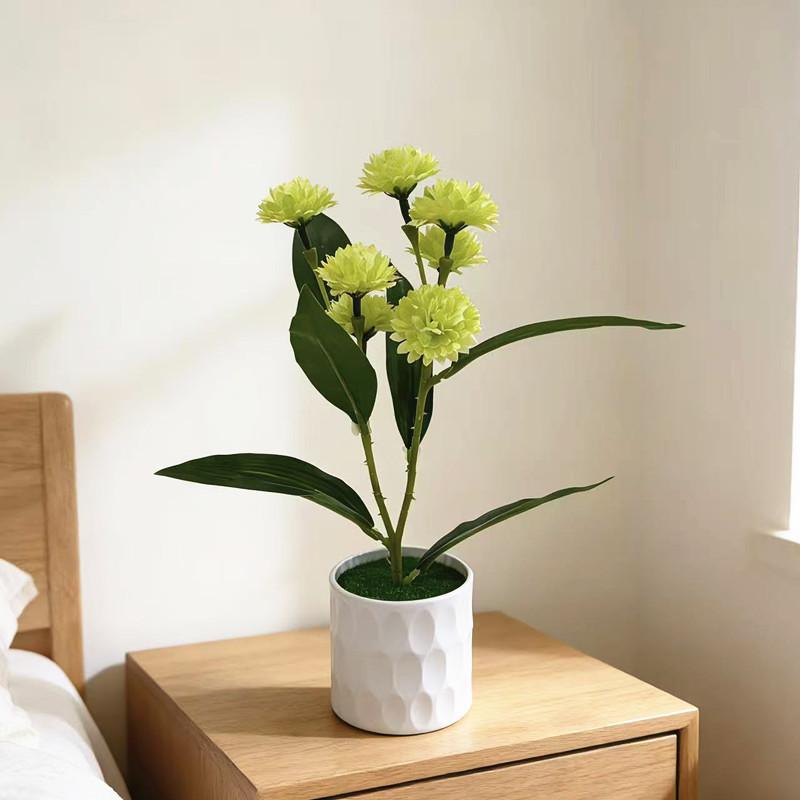 Artificial Carnation Miniature Plant For Office Decor With Realistic Greenery And Flower Base