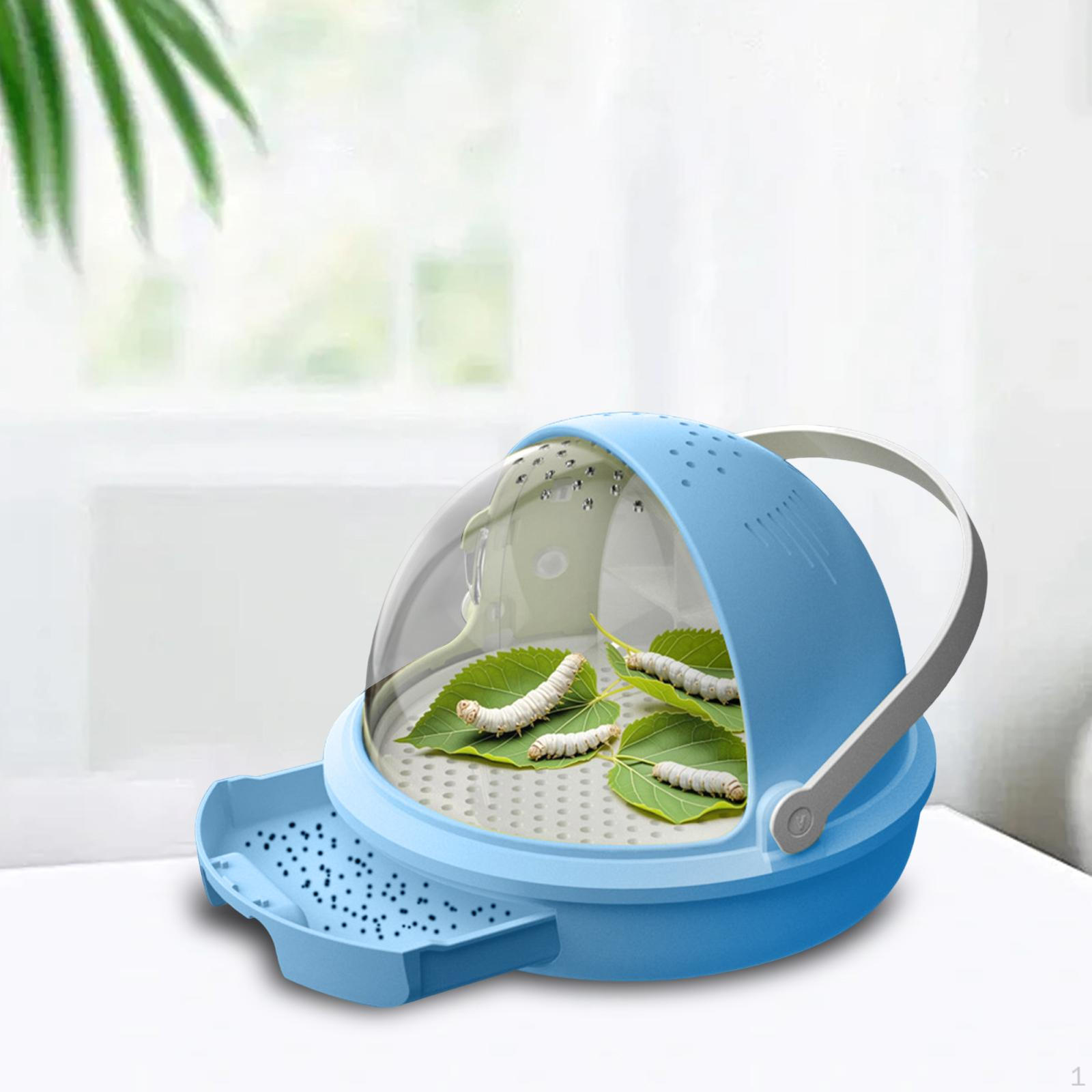 

Silkworm Breeding Box Habitat Cage Breathable Portable Transparent Multifunctional Educational синий