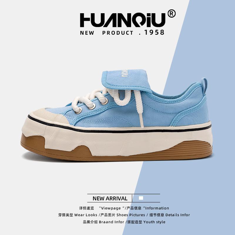 Global black canvas shoes women's ugly and cute 2025 spring women's shoes versatile casual student board shoes ZHQ-HQ075