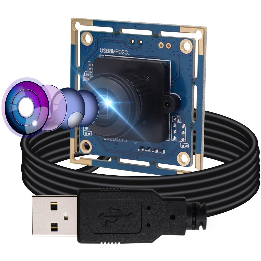 ELP 8 Megapixel USB Camera Module 2448P Web Camera 180 Degree Fisheye Web Camera Full HD High Speed 2448P 15FPS Camera HD Surveillance ATM Educational