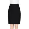 Women's Plus Size Black High Waist Midi Skirt with Slit - Professional Workwear