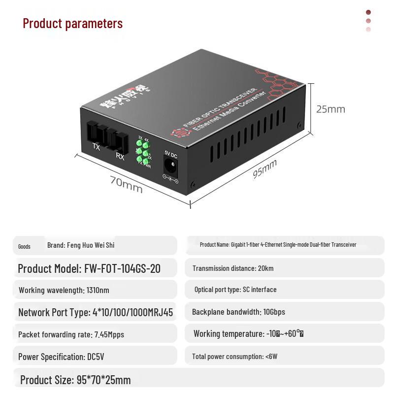 Fenghuo Weishi Gigabit Fiber Optic Media Converter