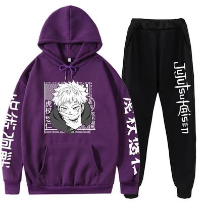 Jujutsu Kaisen Itadori Yuji Anime Print Hoodie Set Women