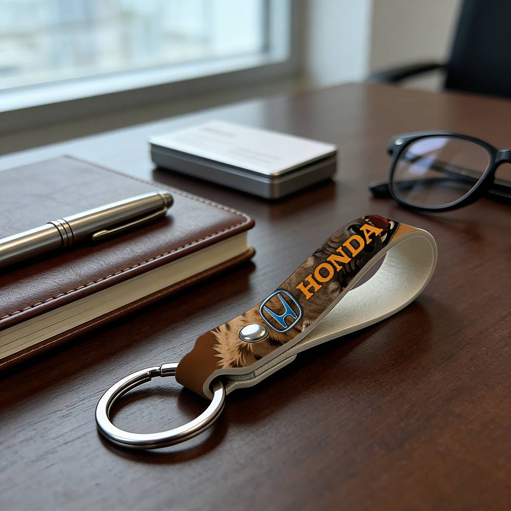 For Honda Soft PU Leather Motorcycle Keychain Lightweight Key Holder For Scooter Racing TV7