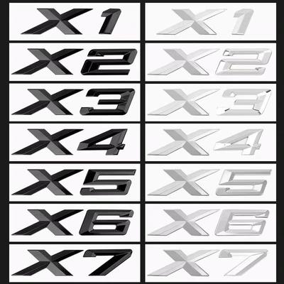 1Pcs X1 X3 X4 X5 X6 GT Black Silver Auto Car Emblem Rear Sticker Accessories  Letter Trunk Emblem Rear Badge Decal