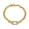 Delicate Small Square Stainless Steel Gold Color 6mm Link with Zircon Crystal Stone Link Necklace Choker for Women Femal