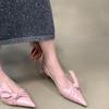 French Medium Heel Bag Head Sandals Women's 2025 New Spring and Summer Pointed Fashion Bow Pointed Fashion Temperament Single Shoes