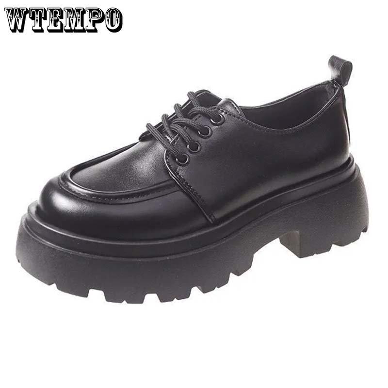 Schwarzer Loafer für Damen, Spitze, dicker Boden, Gothic-Lolita-Stil, Kunstleder, Erhöhungsschuhe, Preppy-Stil, rutschfeste Arbeitsschuhe mit flachem Boden