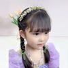 Fresh Forest Style Leaf & Pearl Headband for Girls-Tulle Braided Hair Accessory, Elegant & Natural,Perfect for Little Princesses