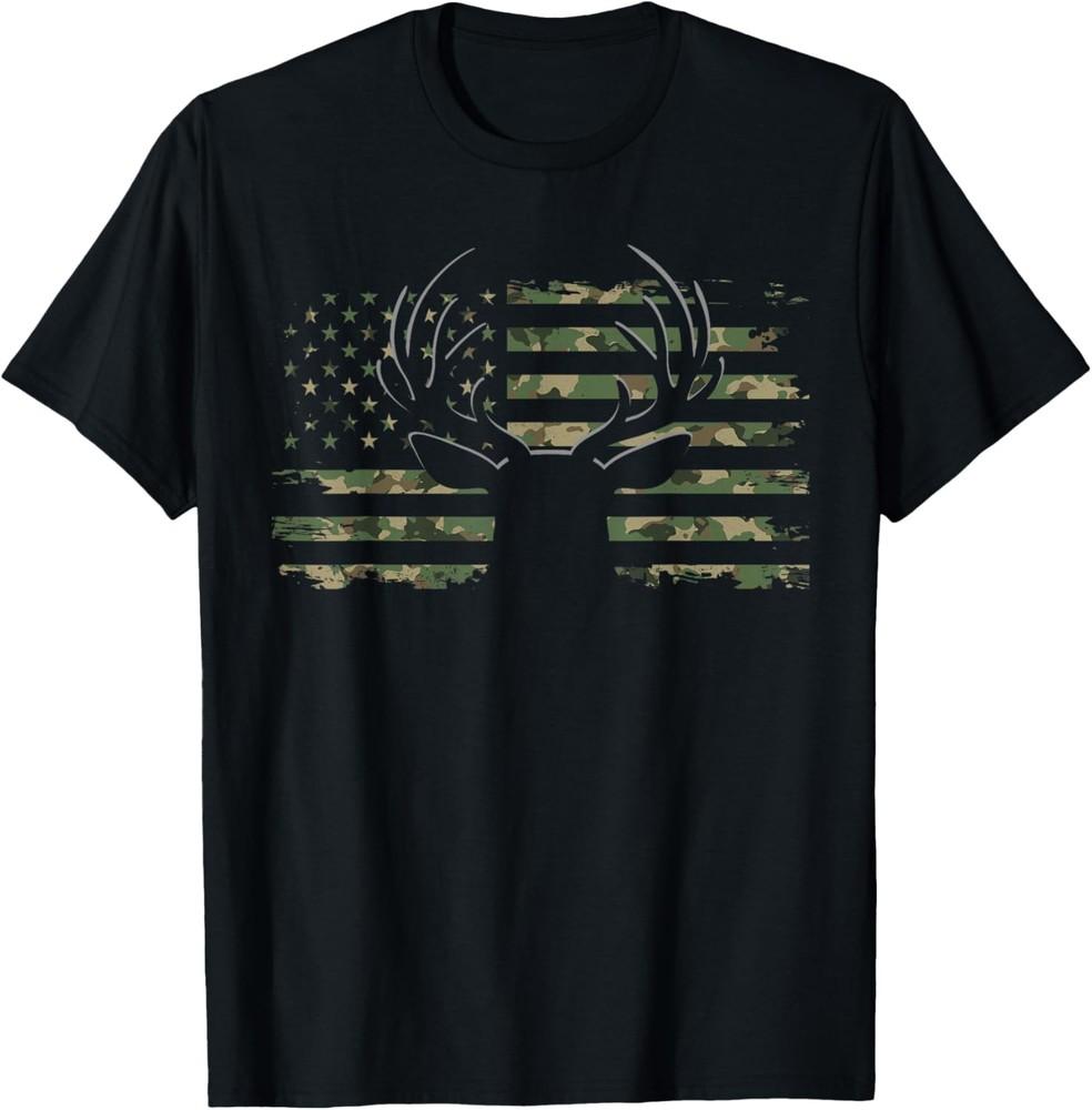 

American Flag Camouflage Outdoor Antlers Deer T-Shirt Unisex T-Shirt M