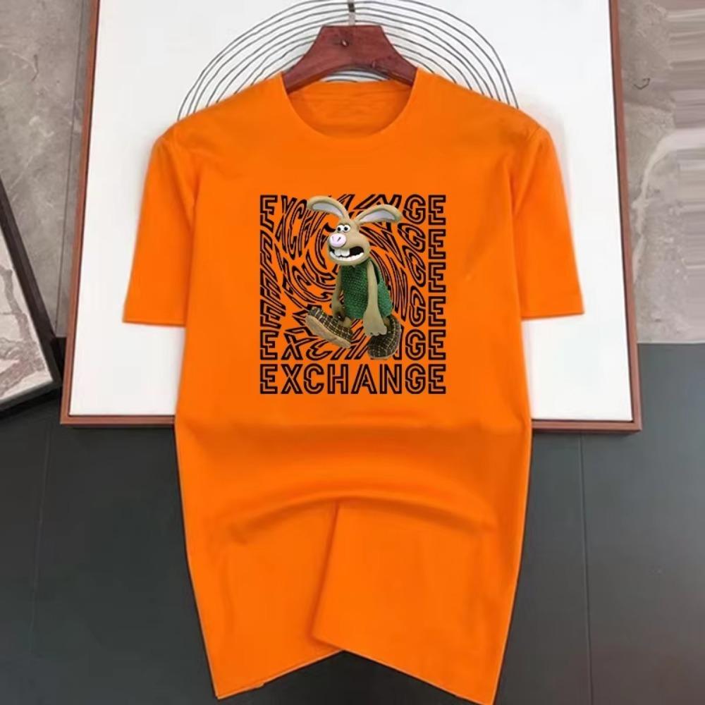 Exchange Fashion Rabbit Print Men T Shirts Korean Fashion Summer TShirt Casual Clothing Harajuku Short Sleeve Tops Tees Men's