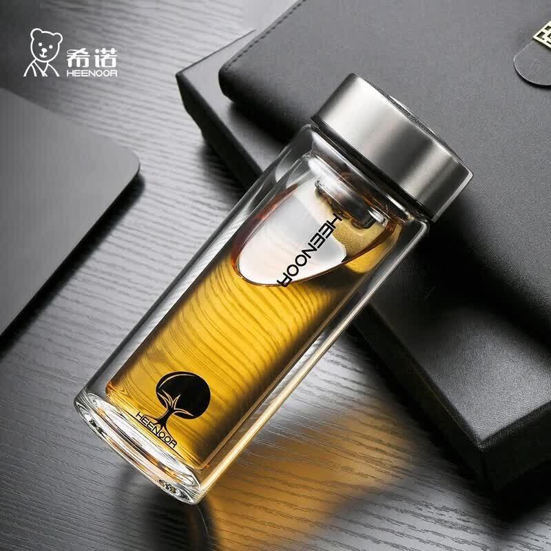 Xino Double Wall Glass Tea Infuser Bottle, 345mL