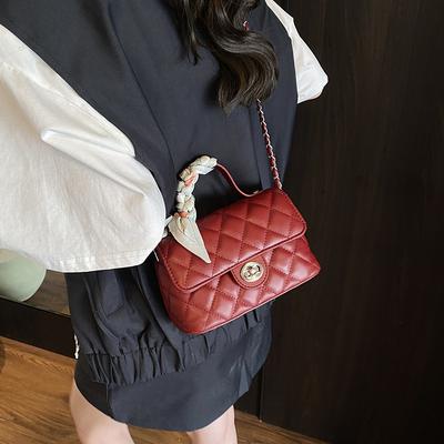 Borsa piccola quadrata texture premium estiva nuova catena versatile con diamanti borsa a tracolla portatile