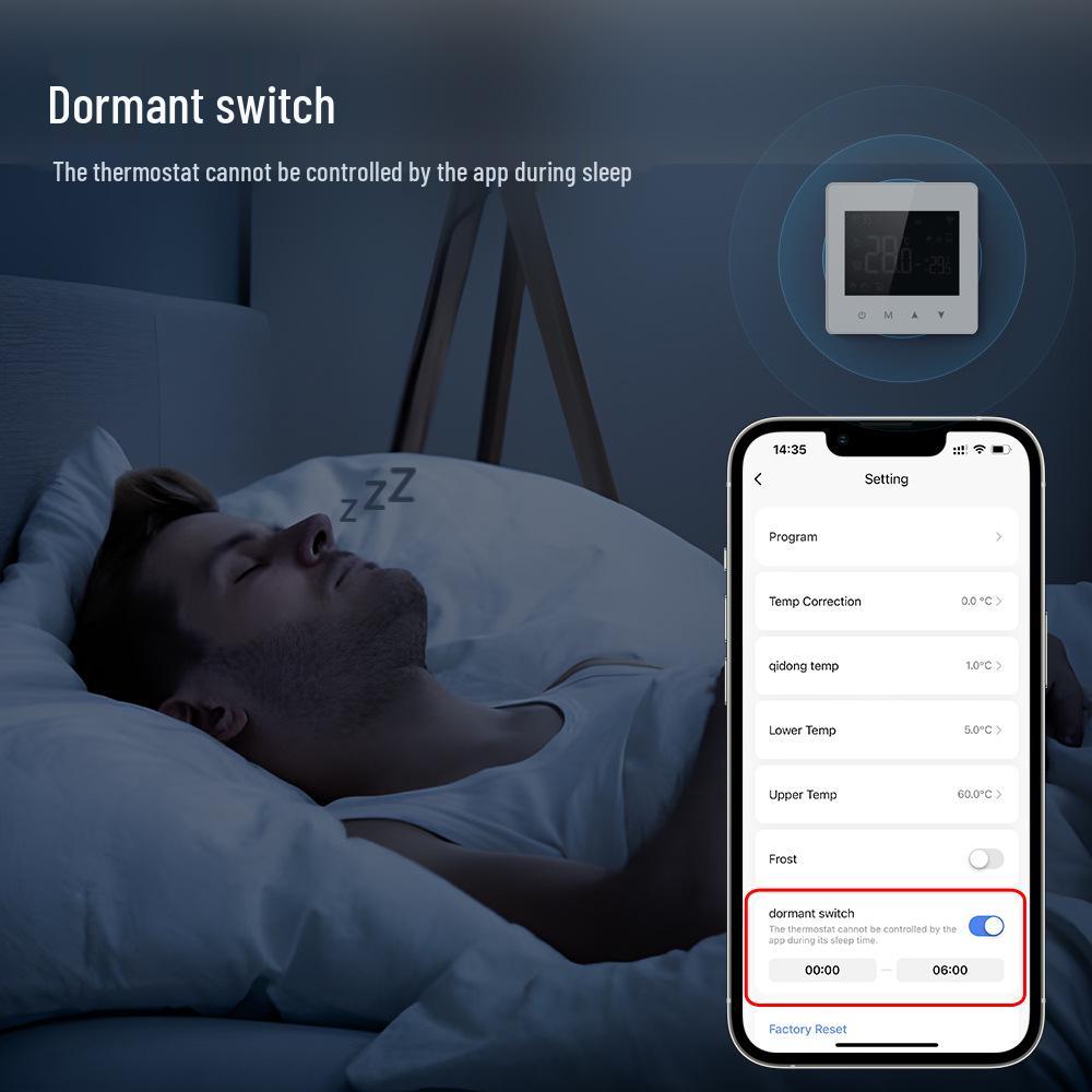 Graffiti Smart Thermostat with ZigBee/WiFi, LCD, Programmable for Water/Gas Boiler, Mobile Remote Access