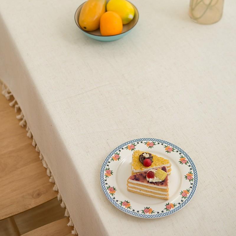 Solid Color Cotton Linen Tablecloth Waterproof Oil Resistant Modern Minimalist Dining Table Cover Kitchen Cafe