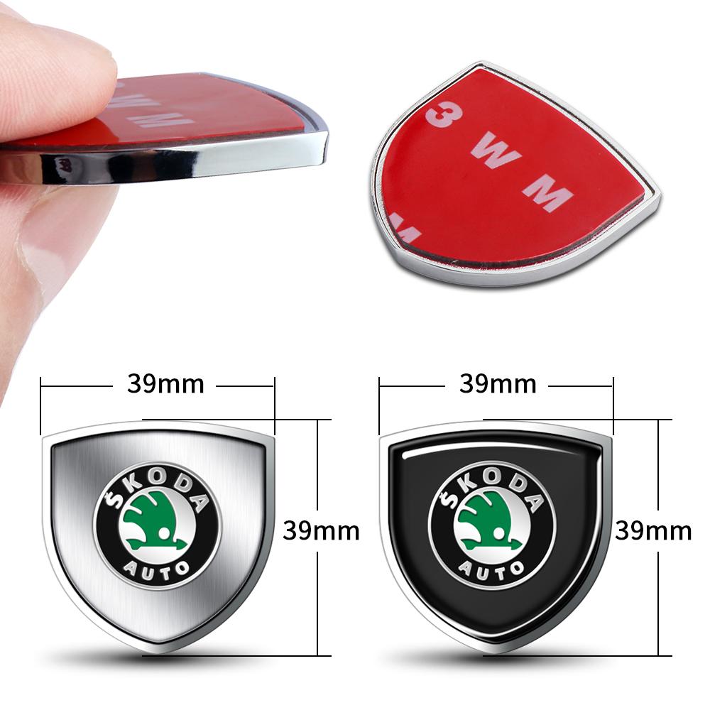 AAAAA1 1/2Pcs Car Accessories 3D Metal Shield Body Trunk Emblem Stickers For Skoda Octavia 5 7 Rapid Fabia A7 Superb KAMIQ Roomster VRS