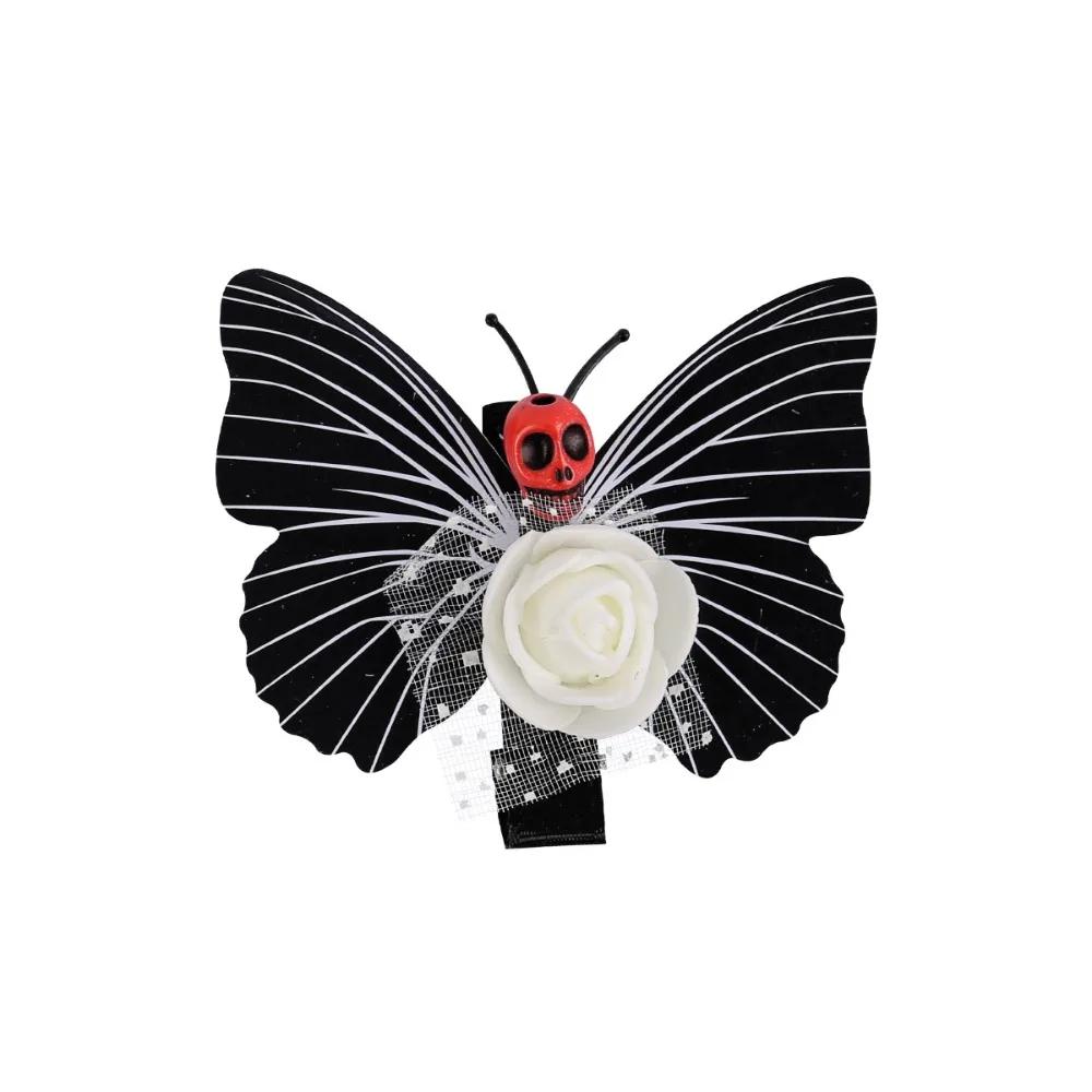 Halloween Skull Butterfly Hairpin Holiday Funny Headdress Party Costume Side Duck Clip Decoration