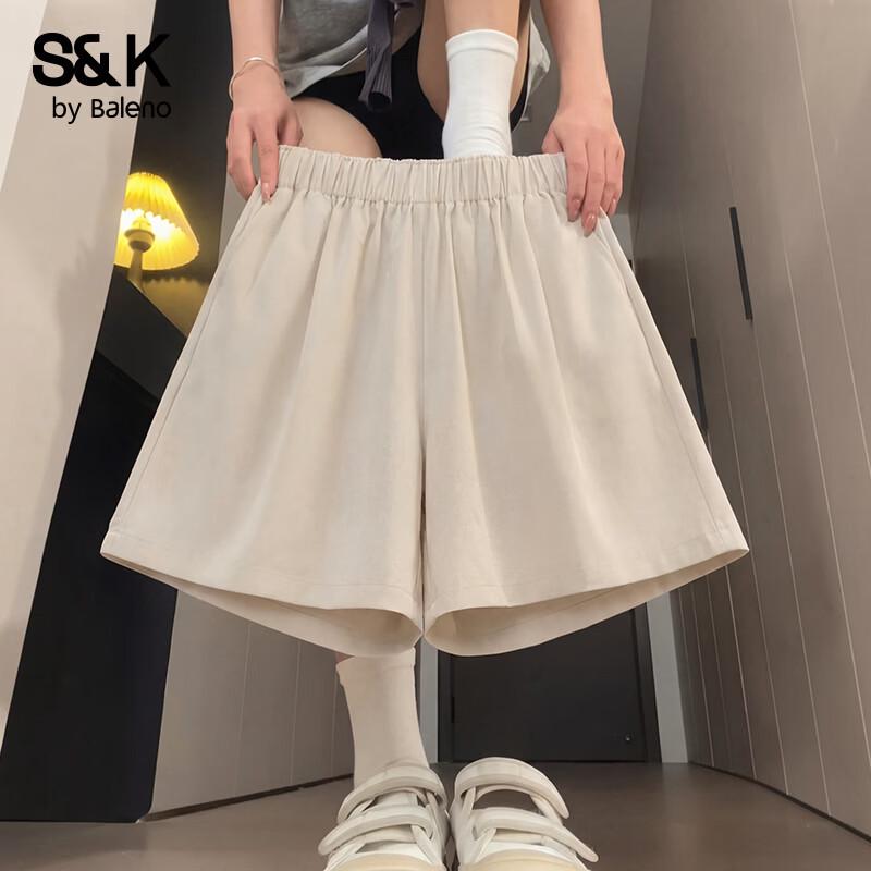Baleno Women s S&K Pure Cotton High-Waist Wide-Leg Shorts M