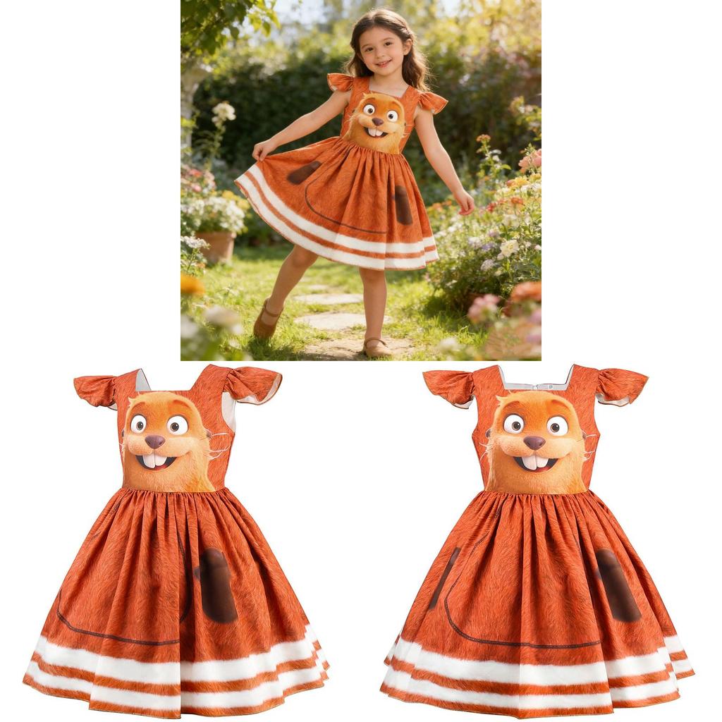 Hoppers Kinder Biber Verwandlung Cosplay Kleid Mit Cartoon Aufdruck Für Kinder Alter 3 Bis 8