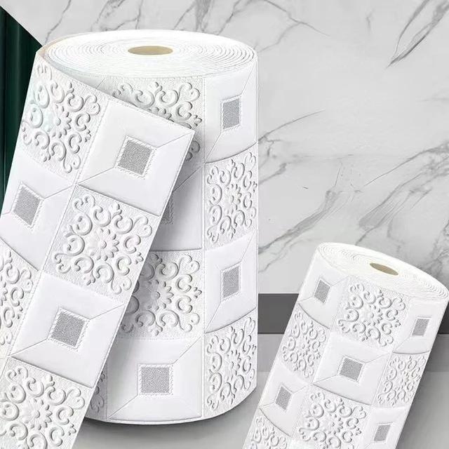 1/2/3/5/10m 3D Ceiling Pannel Wall Stickers Self Adhesive Foam Home Decoration DIY PVC Wallpaper Living Room Kids Bedroom