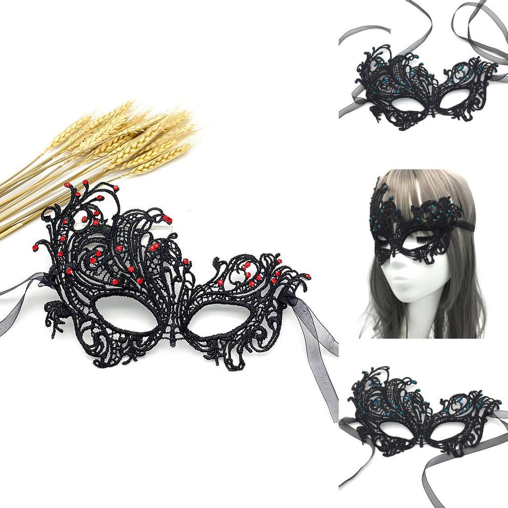 Princess Lace Halloween Costume Mask With Rhinestones For Themed Parties And Cosplay