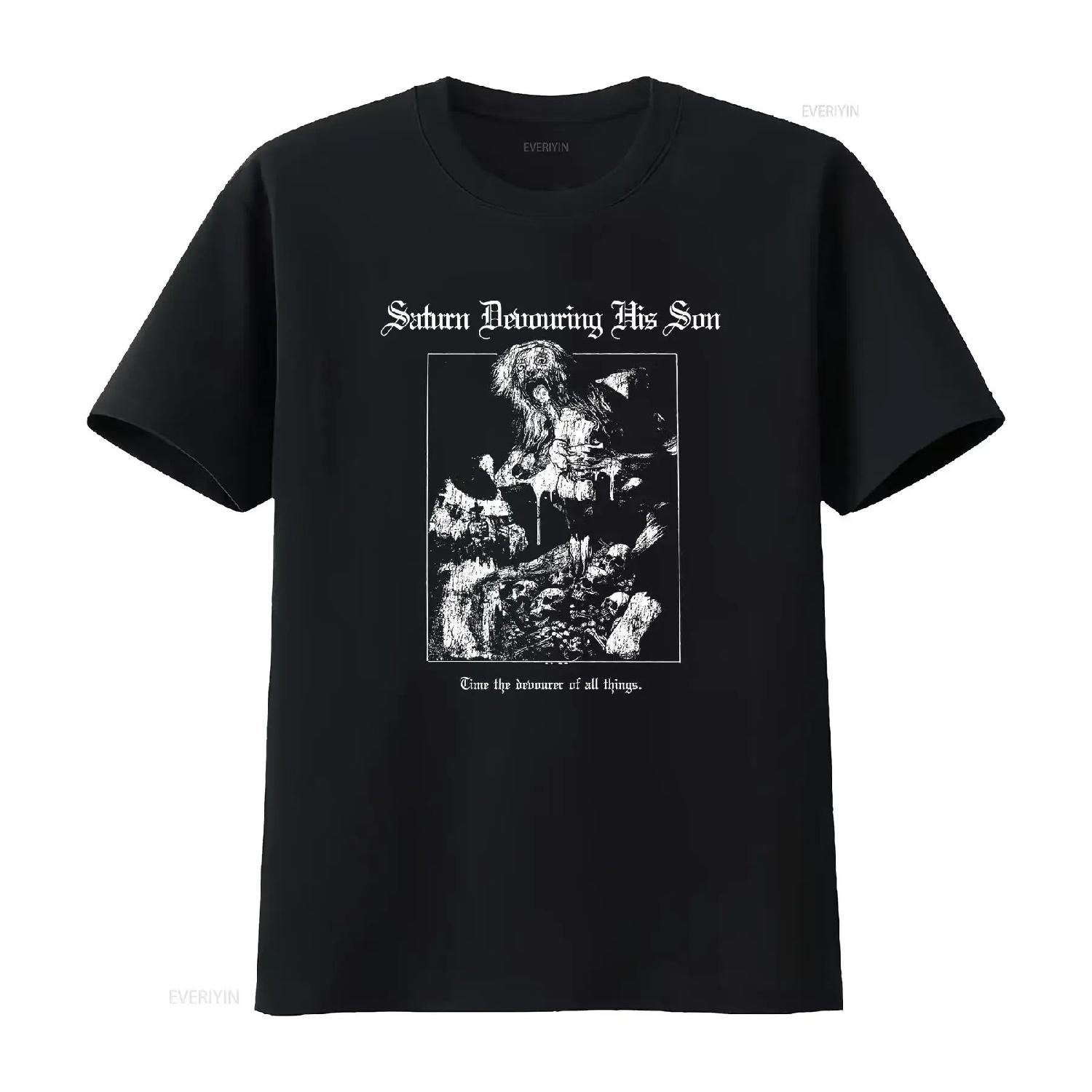 Готическая Хоррор Футболка Сатурн Пожирающий Своих Сыновей Франсиско Де Гойя винтажная Стирка Уличная Одежда Топ Для Повседневной Носки Повседневный S чёрный