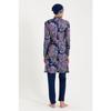 Women's Navy Blue Patterned Lycra Fully Covered Hijab Swimsuit
