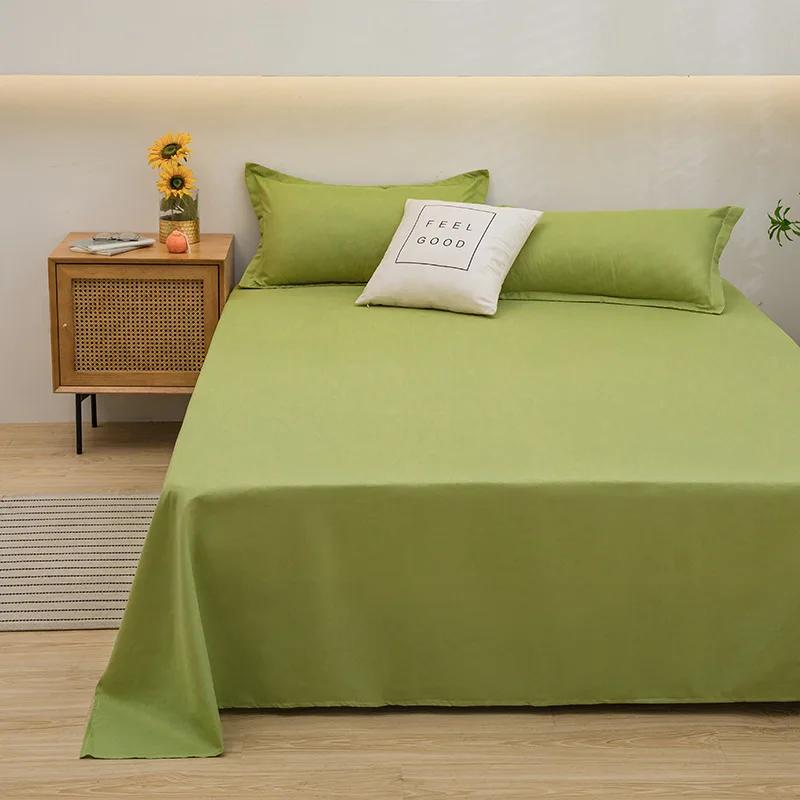 Bed Flat Sheet for Double Bed Plain Solid Color Sheets Single/Queen/King Flat Bedsheets Soft Home Bed Sheets Student Dormitory