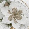 1PC Glitter Sequin Christmas Fake Flowers Flannel Magnolia Flowers  Xmas New Year Decor