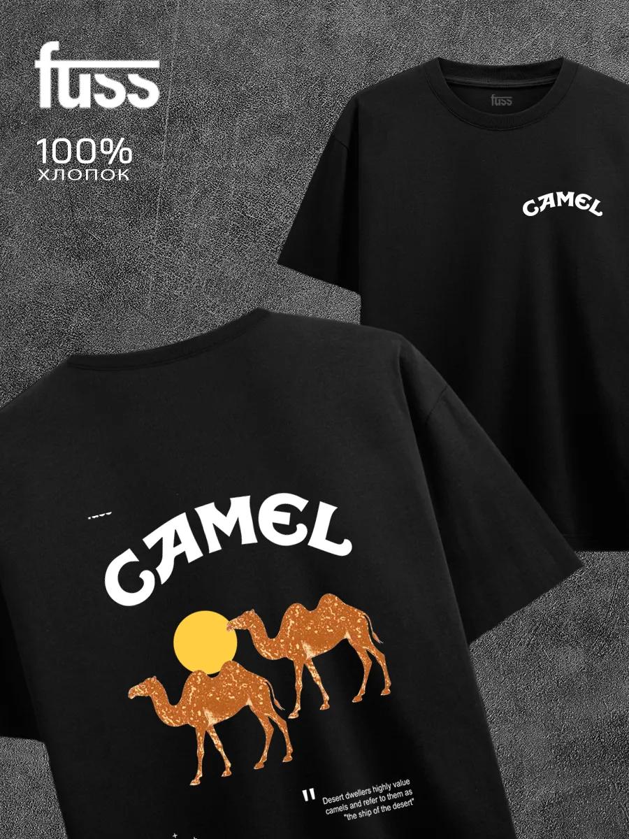 

Black Y2K T-shirt with Camel print 2XL