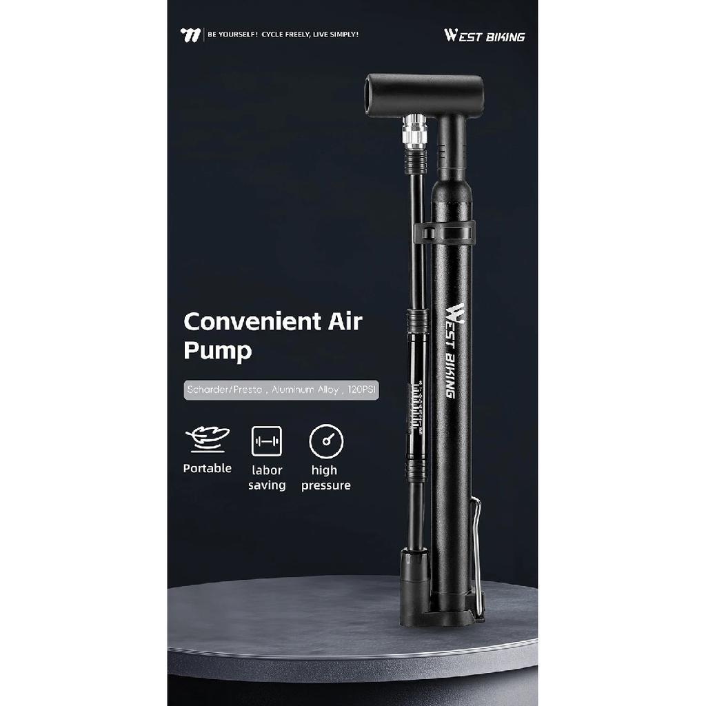 WEST BIKING Bicycle Pump High-pressure Hand Tire Air Inflator Schrader Presta Valve AV FV Bike Air Shock Pump Bike Accessories