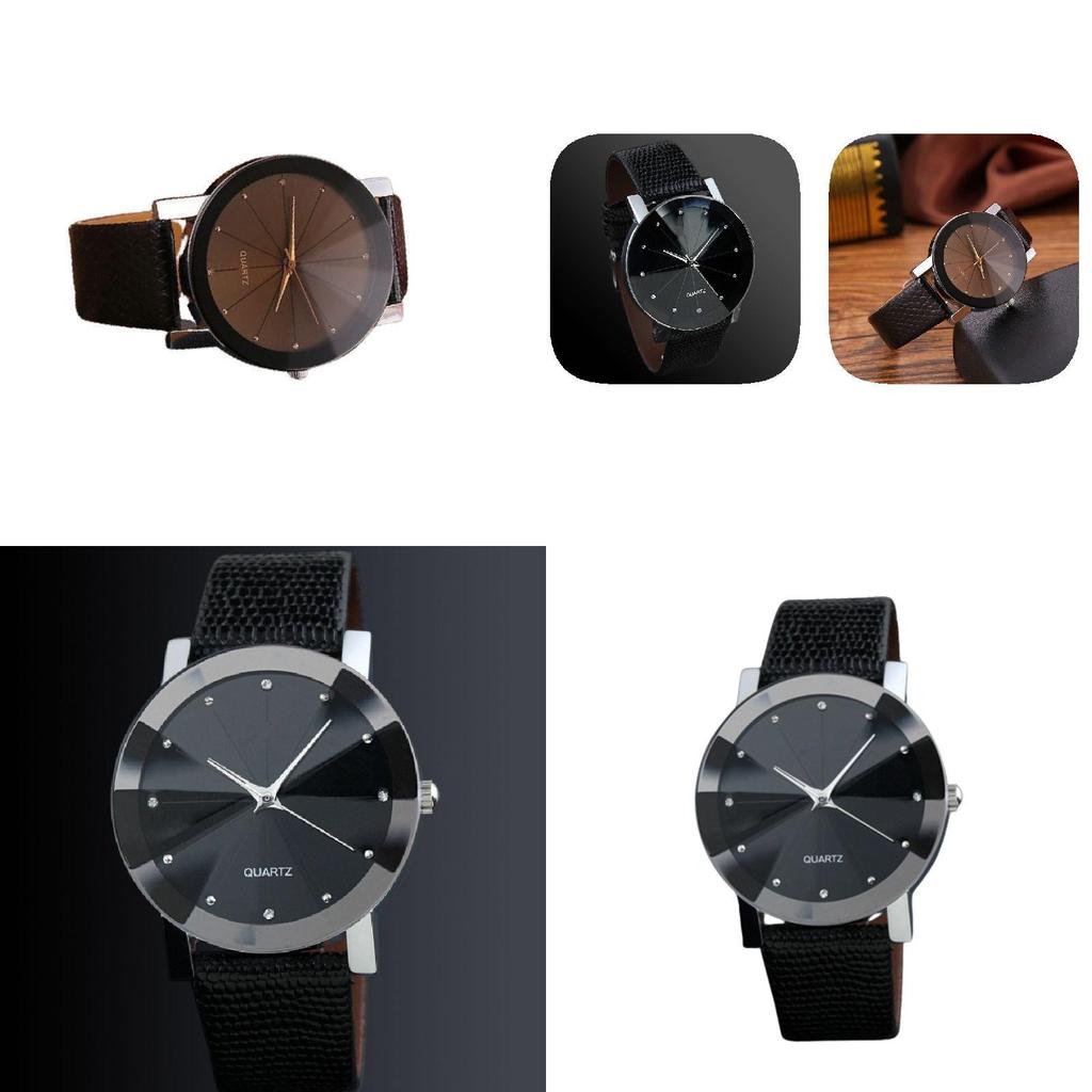 Stylish Pattern Pu Leather Strap Fashion Watch For Couples Men Women Students