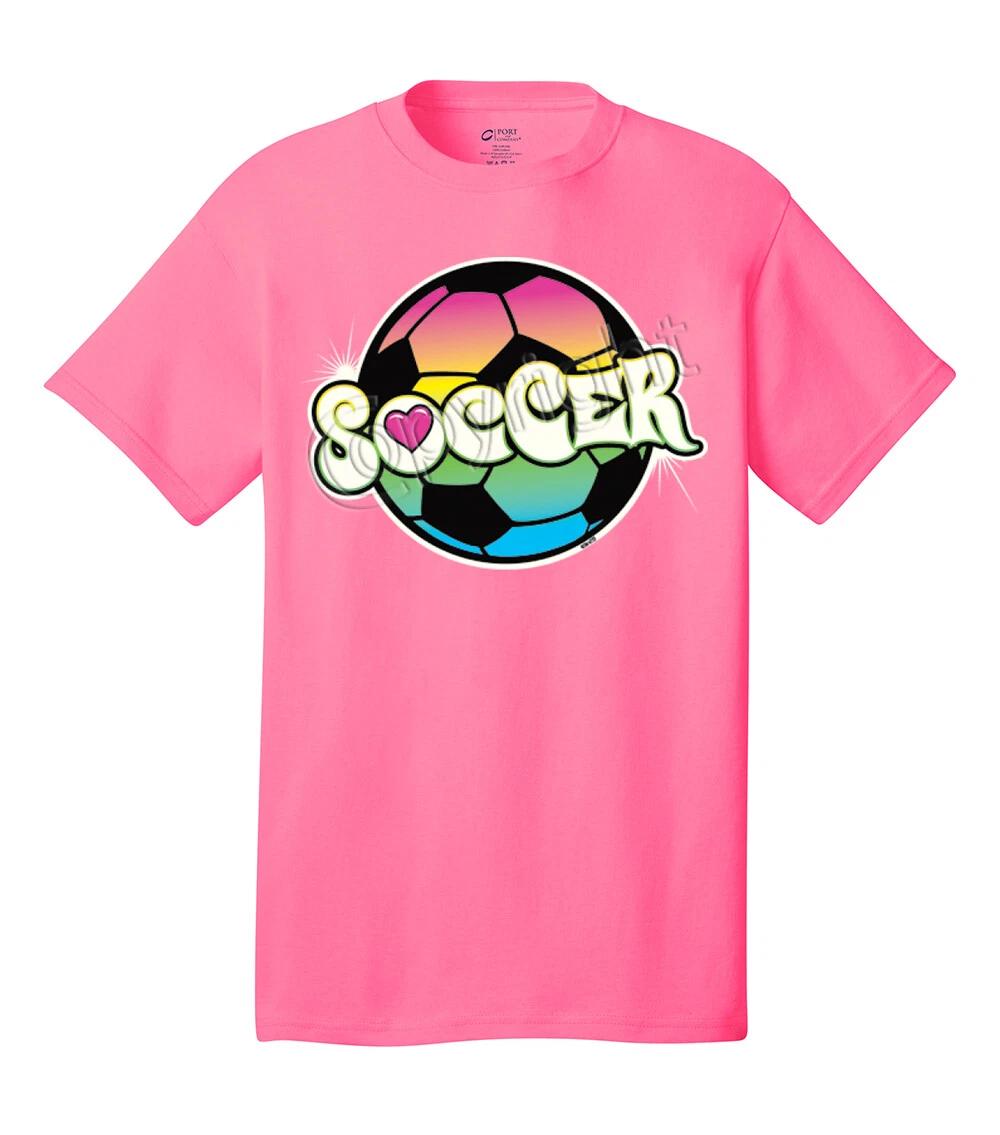 

Soccer Short Sleeve T-Shirt Rainbow Soccer Ball-neonpk-XL S