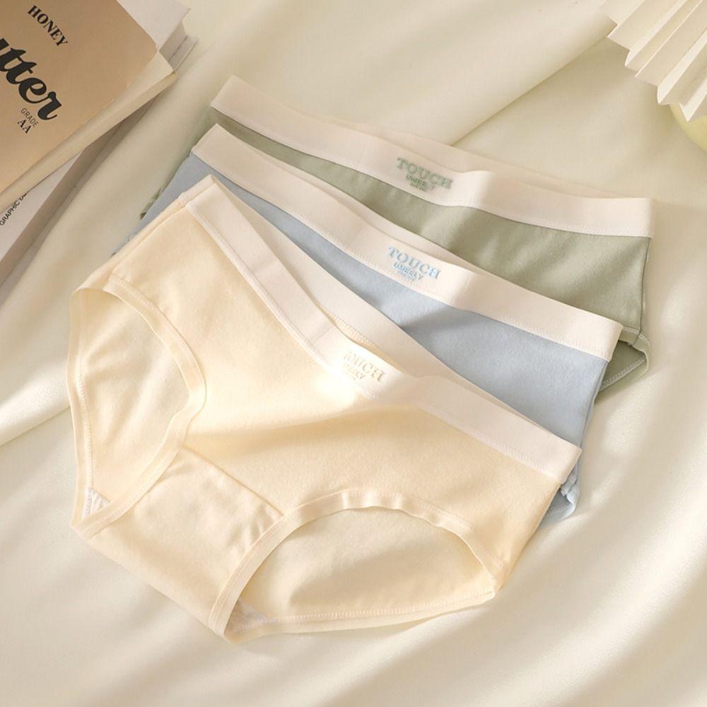 5PCS Cotton Crotch Simple Solid Briefs Thin Women's Underpants Fashion Mid Waist Panties  Girl