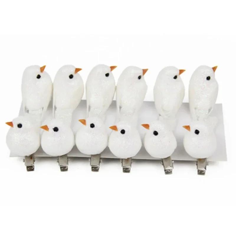 12pcs/set of Artificial Simulation Foam Bird Set Mini Bird Jewelry Flash DIY Craft garden decoration